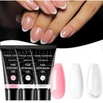 Polygel Nail Extension Kit, Pink, White, Clear, Easy to Apply, Non-Toxic, 28+ Days Long Lasting, Self-Levelling, Durable