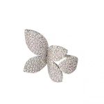 IMINI Rhinestone Butterfly Wrap Ring Open Statement Rings Sparkling Crystal Cubic Zirconia Leaf Engagement Promise Wedding Ring Expandable Finger Band Dainty Jewelry Gifts for Women Girls