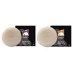 G.B.S Men's Shaving Soap 97% All Natural Enriched With Shea Butter and Glycerin, Creates Rich Lather Form, 3 Oz Each Pack of 2 (1 Sandalwood Round Shaving Soap, 1 Bay Rum Shaving Soap)