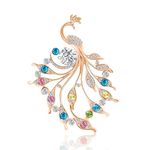 SANNIDHI® Brooch Pin for Women Sparkling Peacock Saree Brooch for Women Crystal Rhinestone Saree Pins for Dress, Blazer, Shawl, Brooch Pin Clothing Accessories Jewellery Gift for Women, Girls