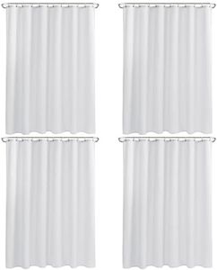 Nasitos Fabric Shower Curtain Liners 4 Pack - W72 x H72 - Washable & Water Resistant Cloth Shower Liner for Bathroom, Soft Hotel Quality, Standard Size (White, Include 8 Separate Magnets)