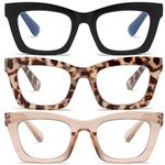 FSRTEP Oprah Style Readers for Women - 3 Pack Stylis Style Reading Glasses with Blue Light Blocking and Spring Hinge HBK +2.75