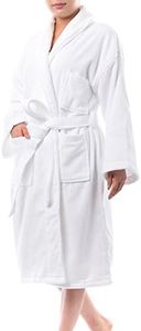 alpine swiss Blair Womens Cotton Terry Cloth Bathrobe Shawl Collar Velour Spa Robe, White, Large/X-Large