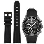 BONACE Strap for Swatch Omega,Curved SIlicone Strap Compatible with Omega X Swatch 20mm Watch,Omega Swatch Moonswatch Speedmaster Watch Replacement No Gap Strap Men Women (All Black)