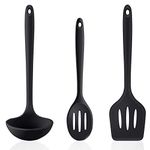 Goalfly Silicone Kitchen Utensils Set for Cooking, 3 Pieces Nonstick Ladle, Slotted Spoon and Slotted Turner, Durable Cooking Utensils for Frying, Serving, Baking