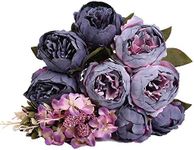 Kimura's Cabin 2pcs Fake Peonies Faux Silk Flower Vintage Artificial Peony Face Flowers Arrangement Bouquets for Home Table Centerpieces Wedding Party Decoration (Grey Pink 1, Pack of 2)