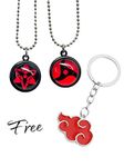 Elegant Attire Club Stainless Steel Anime Pendant Necklace Pack 2 & Keyring Free, Red