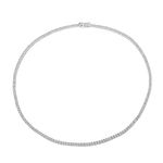 Women's .925 Sterling Silver 2MM Round Cubic Zirconia Tennis Necklace, 18 Inch, Sterling Silver, Cubic Zirconia