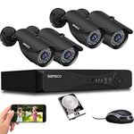 SANSCO 8 Channel CCTV Camera Systems, 2K DVR with 4x 5MP Security Cameras Outdoor, 1TB Hard Drive Disk (All Metal IP66 Rated, Continuous/Motion Recording, Instant Push Notifications + Email Alerts)