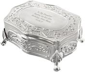 Personalised Engraved Antique Luxury Small Silver Plated Jewellery Trinket Box Gift Idea for Her