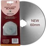 Madam Sew 60mm Rotary Cutter Replacement Blades, 5 Tungsten Steel Blades | Cuts Thick Layers of Fabric, Felt, Leather and Vinyl – Compatible with Fiskars, Olfa, Clover and Other Brands