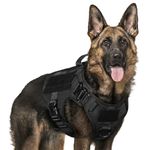 rabbitgoo Tactical No Pull Dog Harness Medium Large Dog with Metal Buckles MOLLE Panel, Breathable Service Pet Vest with Handle, Military Matierial Puppy Harness for Training Walking, XL, Black