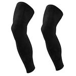 Qchomee Full Length Leg Support Sleeves Overknee Compression Calf Shin Sleeves Base Layers Leg Tights Stocking Knee Support Warmer Brace for Running, Cycling, Fitness, Basketball, Football, Gym