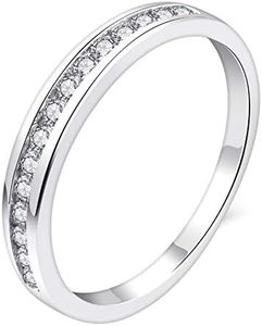 YL Stackable Ring Sterling Silver CZ Simulated Diamond Eternity Bands for Women-size10