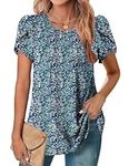Zeagoo Women's Summer Tunic Tops Pleated Dressy Casual Loose Fit Scrooped Neck Blouses