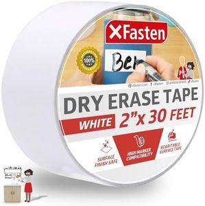 XFasten Dry Erase Tape White 2-Inch x 30-Feet Zero Smudging Ghosting-Free Whiteboard Tape, Reusable Dry Erase Labels for Storage Bins, Sentence Strips for Teachers