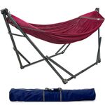 Tranquillo Adjustable Hammock Stand, Collapsible Hammock with Stand – Camping Hammock Stand and 2 Layered Polyester Hammock Net for 2 Persons with Carry Bag, Red