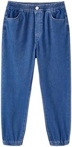 PATPAT Boys Jeans Size 14, Blue Baggy Jeans with Pockets Relaxed Fit Elastic Waist Casual Pants