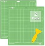 HTVRONT Standard Grip Cutting Mats for Cricut, 2 Pack Cutting Mats 12x12 for Cricut Maker/Maker 3/Explore 3/Air/Air 2/One, Standard Adhesive Sticky Green Cutting Mat Replacement Accessories for Cricut