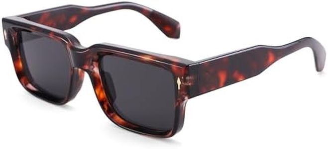 Revemo Rectangle Sunglasses Retro Style - Thick Frame UV Protection Unisex Sun Glasses with Metal Rivet Design
