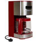 Kenmore Filter Coffee Machines 12-Cup Drip Coffee Makers with 1.8L Glass Pot for Ground Coffee Digital Display Programmable Timer Reusable Filter Warming Plate Auto Shut Off Kitchen Appliances Red