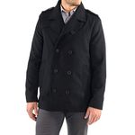 alpine swiss Jake Mens Wool Pea Coat Double Breasted Jacket Black XL