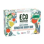 Eco Warrior Sensitive Body Soap Bar - Vegan, Cruelty Free, No SLS or Parbens, Gently Cleansing With Green Clay & Orange, Lemon, Eucalyptus Essential Oils - Eco Friendly Body Bar, 100g