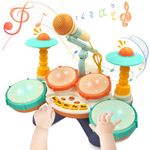 Kids Drum Set, Baby Musical Drum Set Toy for Toddler 1-3, Percussion Instrument Musical Drum Toy, Baby Learning Toy Early Education Christmas Birthday Gift Toys for 1 2 3 Years Old Boys and Girls