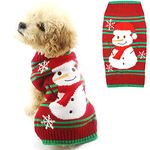 DELIFUR Dog Snow Sweaters Snowman Sweaters Xmas Dog Holiday Sweaters New Year Christmas Sweater Pet Clothes for Small Dog and Cat(Snowman,L)