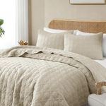 B2EVER Beige Queen Size Quilt Bedding Set with Pillow Sham, Tan Ultra Soft Bedspread Coverlet, Taupe Lightweight Quilted Blanket Thin Comforter Bed Cover for All Season, 3 Piece, 90x90 inches