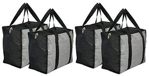 Kuber Industries Small Size Canvas Shopping Bags for Carry Milk Grocery Fruits Vegetable with Reinforced Handles jhola Bag (Black & Grey)