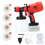 Cordless Paint Sprayer for Milwaukee M18 Battery, 200W High Power HVLP Spray Paint Gun with Brushless Motor for House Painting/Home Interior and Exterior/Wood/Walls/Furniture/Fence/Door(No Battery)
