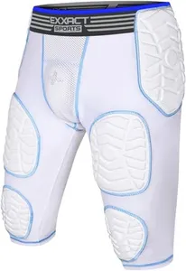 Exxact Sports Combat 7-Pad Youth Football Girdle with Cup Pocket, Padded Compression Shorts with Integrated Pads, Boys Girdle Football (YXS, White Combat)