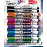 BIC Intensity Advanced Colorful Dry Erase Markers, Bullet Tip, 12-Count Pack of Assorted Colors, Whiteboard Markers for Teachers and Office Supplies