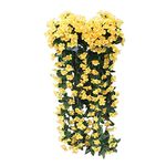 Hanging Flowers Decor, Artificial Violet Flower Wall Wisteria Basket Hanging Decoration Garland Flowers Fake Silk Orchid Flower Decoration