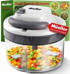 Mueller Strongest-and-Heaviest Duty 2 Speed Pull Chopper Vegetable Cutter for Nuts, Garlic and More, Manual Food Processor - Vegetable Slicer and Dicer, 40.5oz No BPA Bowl