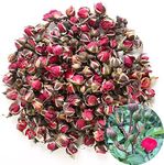 TooGet Fragrant Natural Deep Red Rose Buds Rose Petals Dried Golden-Rim Rose Flowers Wholesale, Culinary Food Grade - 4 OZ