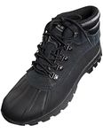 kingshow - Mens Warm Waterproof Winter Leather Mid Height Snow Boot, Black 37211-7D(M) US-FBA