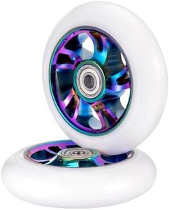 Little World 100mm Scooter Wheels 2 Pack - 88A scooter replacement wheels with ABEC-9 608RS Bearings Installed Fit for MGP/Razor/Lucky Envy/Vokul Pro Scooters, White