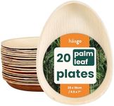HAAGO Compostable Disposable Palm Leaf Plates - Eco-Friendly Like Wooden & Bamboo Plates for Hot & Cold Food, Microwave & Freezer Safe for Picnics, Alternative to Paper (20, 25cm / 10" Teardrop)
