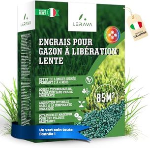 LERAVA® Engrais Gazon Longue Durée 1,7kg NPK Granulaire avec Azote à Libération Lente, Magnésium, Soufre et Microéléments – Fertilisant Haute Qualité pour Pelouses et Espaces Verts - engrais pelouse