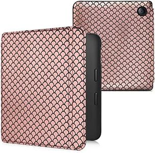 kwmobile Étui Compatible avec Kobo Libra 2 Coque - Étui à Rabat magnétique Tablette eReader Similicuir - Rose Clair-Noir
