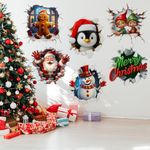 3D Christmas Decals Christmas Santa Claus Gingerbread Man Snowman Wall Stickers Removable Merry Christmas Wall Decals Art Decor for Xmas Holiday Party Supplies Home Wall Decor