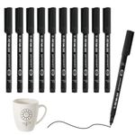 10 Pcs Fine Point Black Permanent Marker Pens, Marker Pen Quick Drying & Waterproof Pen Set for Doodling, Marking on Plastic Wood Metal Glass, Ideal for Office School Arts & Crafts Supplies (0.6mm)