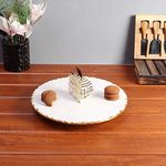 NikkisPride Handmade White Marble Lazy Susan Cake Stand Marble Rotating Cake Stand