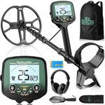 Hazlewolke Metal Detector for Adults Professional with 13" Waterproof Double-D Coil, High 19.23kHZ Frequency Silver and Gold Detecting, Upgraded Adjustable Ground Balance, 3 Mode (12'' Depth)