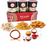 Bhai Dooj Dry Fruits Gift Hamper-Bhai Dooj Tikka with Dry Fruit- Almond, Cashew, Raisin in Premium Hamper for Brother/Bhaiya or Bhabhi