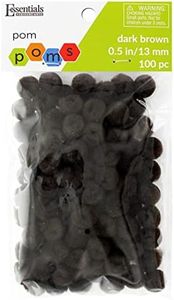 Essentials By Leisure Arts Pom Poms, Dark Brown, 1/2", 100 Pieces Per Pack