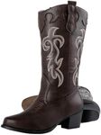 Canyon Trails Cowboy Boots - Traditional Style Cowgirl Comfortable Western Boots for Women & Teen Girls - Brown, 8