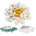 Polishing Buffing Wheels Little Buffer Wheel Kit Rotary Tool Accessories Wool Felt Rubber Grinding Bits Watch Jewelry Agate Shine Polish Drill Bits Rust Remove 3mm Mandrel (WT-50PCS)